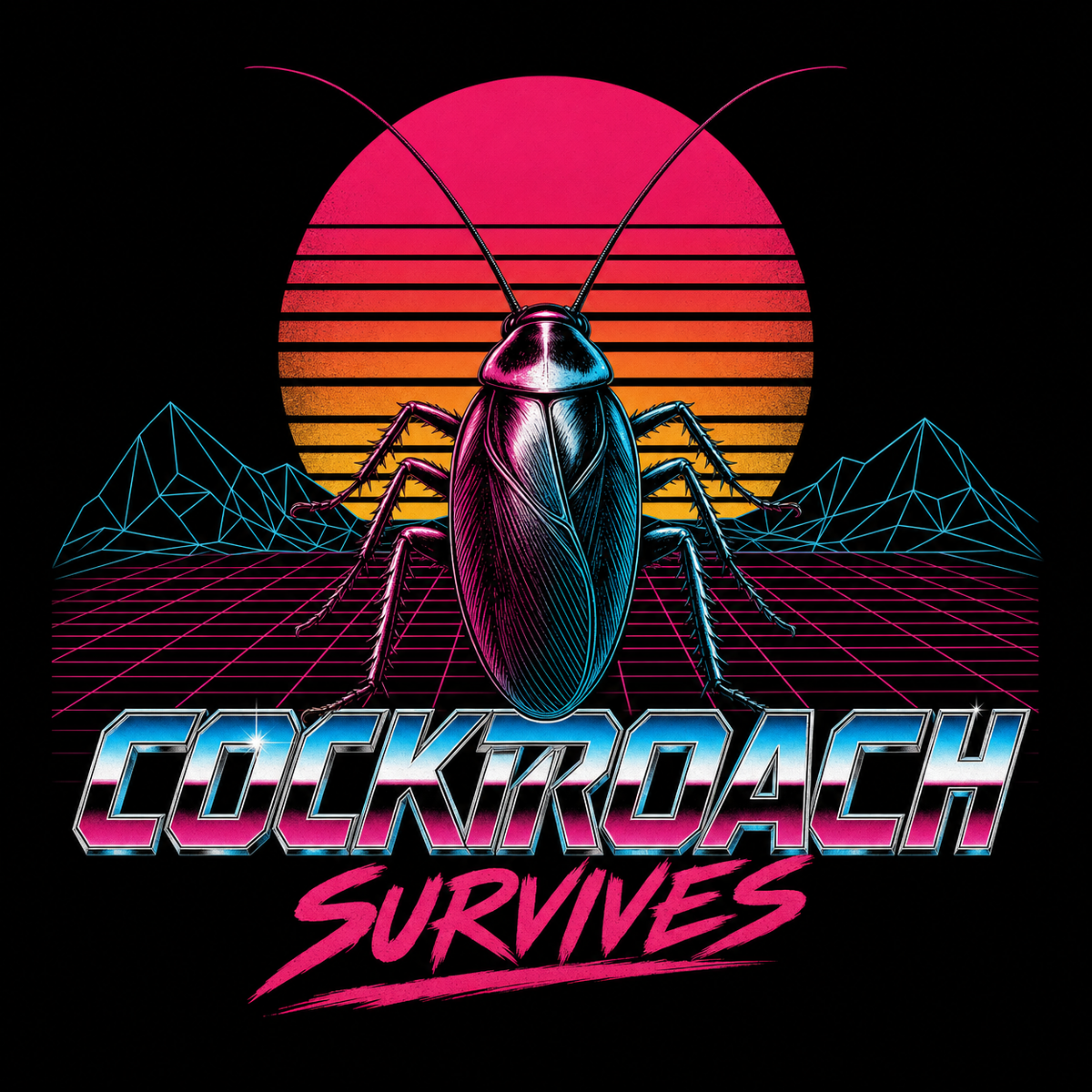 Synthwave Roach – Cockroach Janta Party Oversized T-Shirt