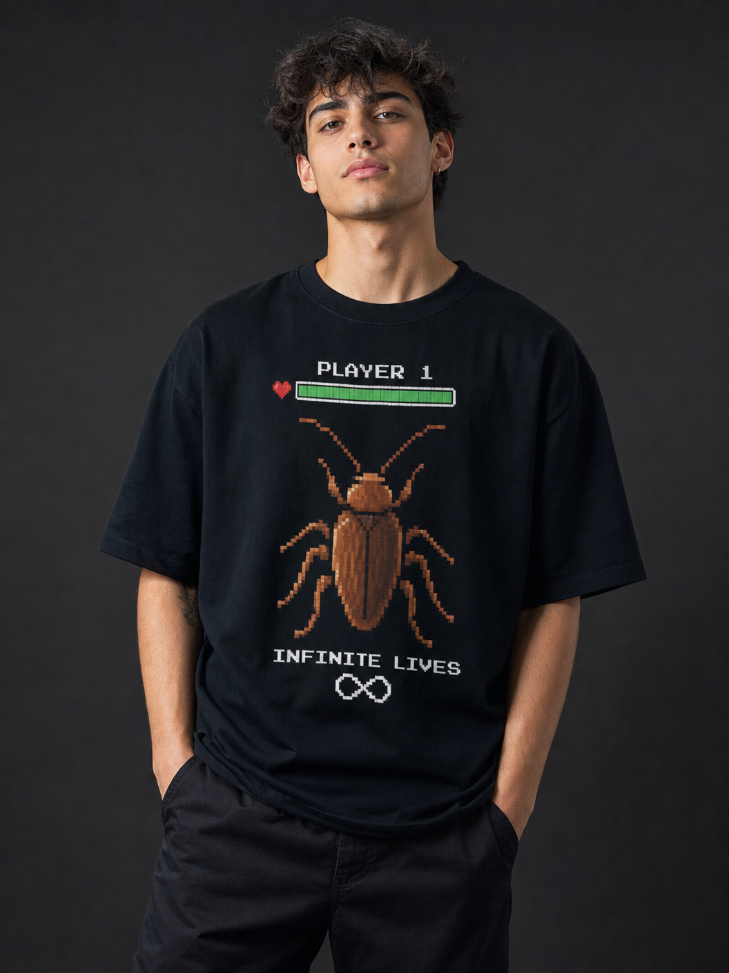 8-Bit Roach – Cockroach Janta Party Oversized T-Shirt