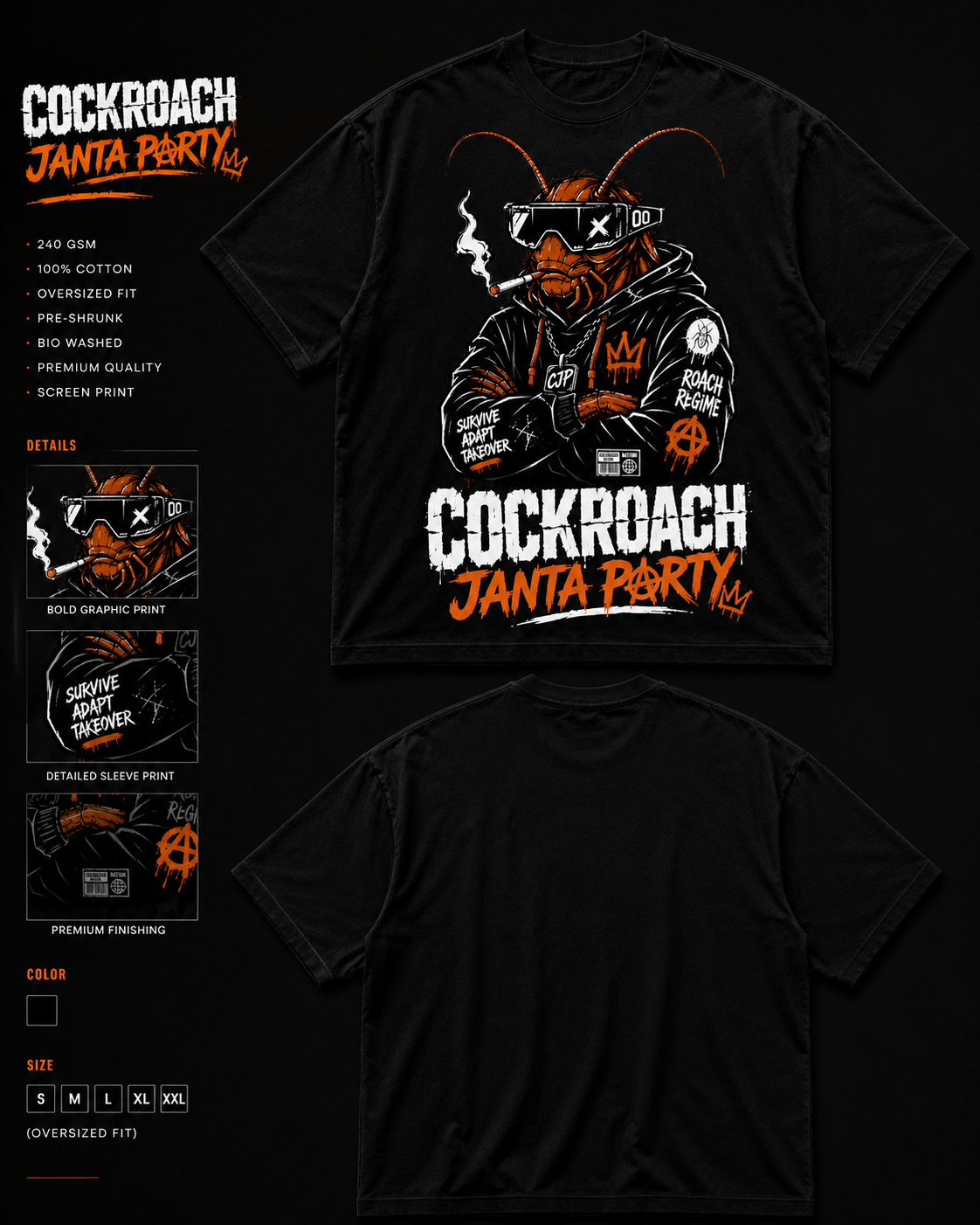 THE PARTY MANIFESTO — Cockroach Janta Party Oversized Tee